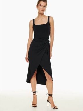 Wilfred Black Sleeveless Wrap-Knot Midi Dress